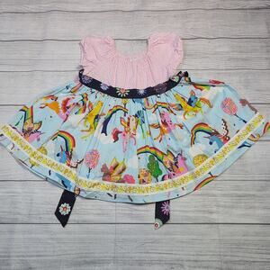 6 Matilda Jane Platinum Rainbow Unicorn Peasant Top